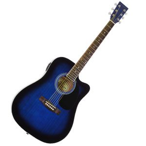 Blue Full Size Thinline Acoustic Electric Guitar