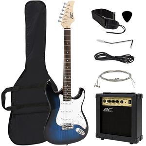 Full Size Blue Electric Guitar with Amp
